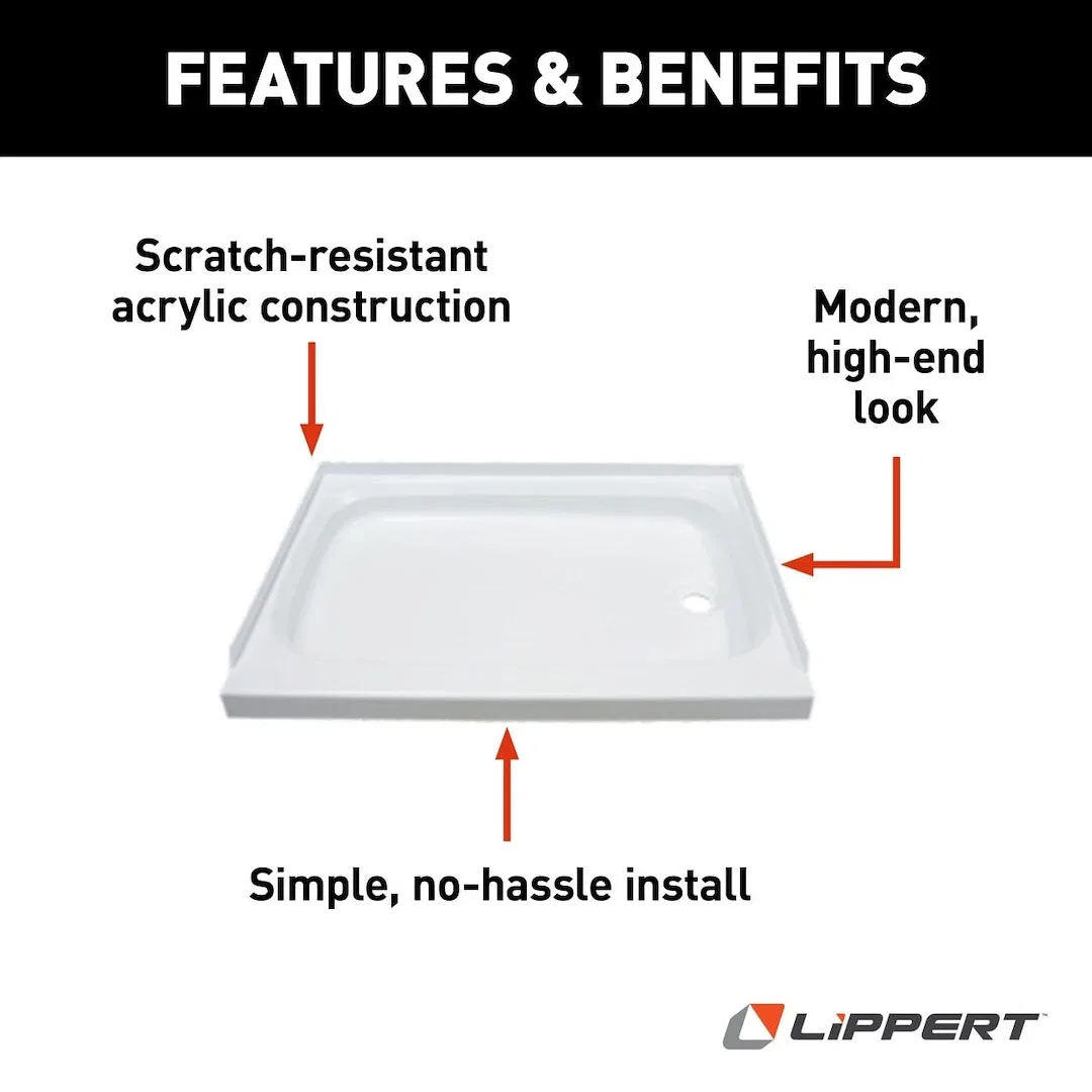 210375 – LIPPERT COMP Shower Pan, Rectangular 24 Inch Length x 36 Inch Width x 5 Inch Depth With Thr - view 2